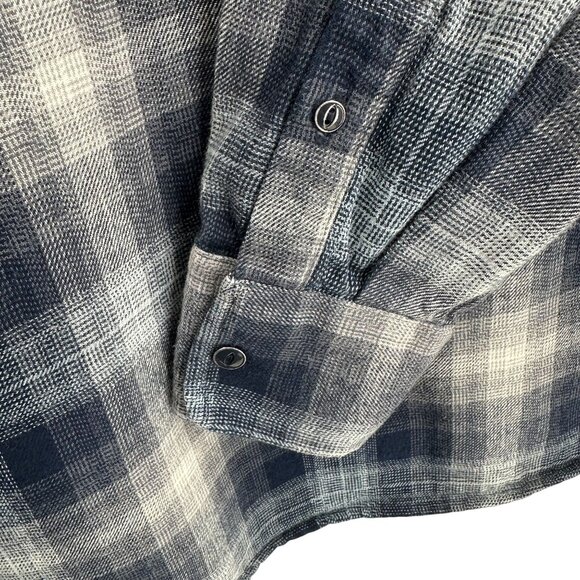 Flag & Anthem Mens Plaid Button-Down Shirt M Tall Navy/Gray - Picture 4 of 9